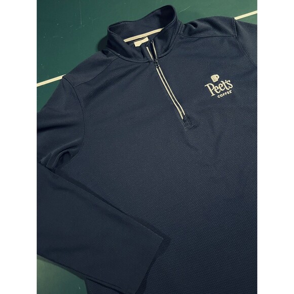 RARE Peet’s Coffee Logo 1/4 Zip Long Sleeve Performance Shirt LARGE Employee - Picture 4 of 8